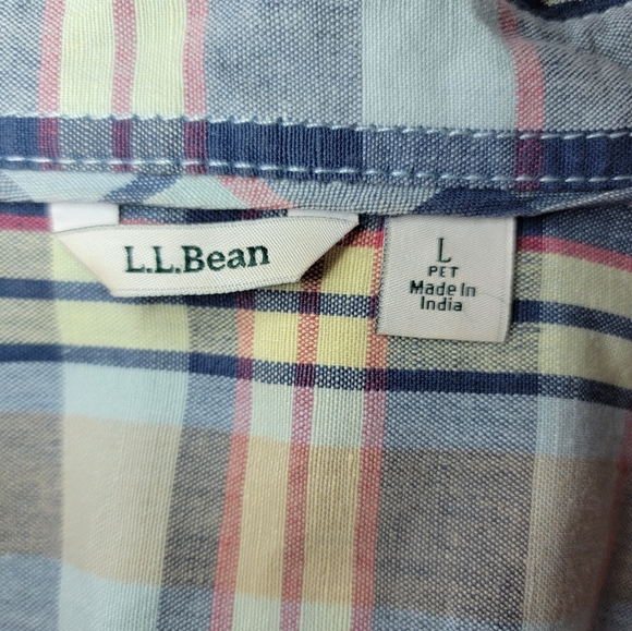 LL BEAN Knee Length Dress Size L Petite Plaid Flannel Button Up Long Sleeve - Picture 2 of 5